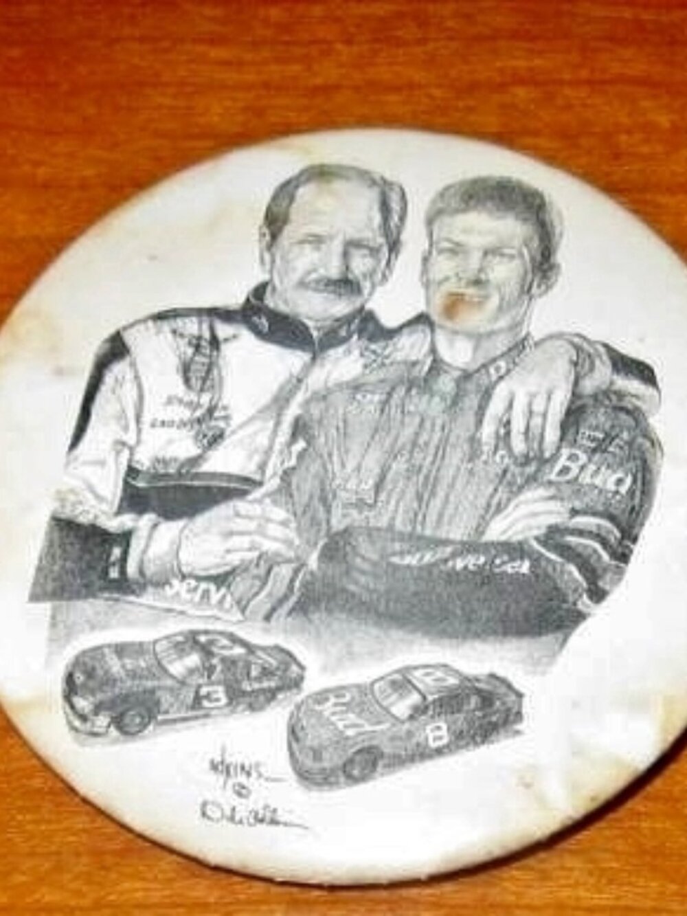 Rare Dale Earnhardt and Jr Button NASCAR Racing Champions Dale Adkins Art Pin